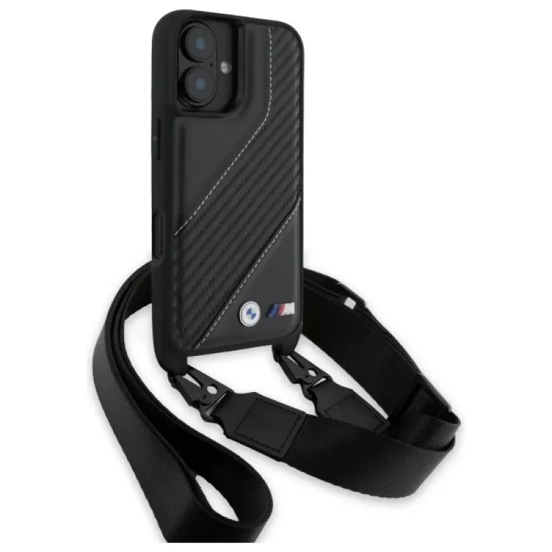 BMW M Edition Carbon Stripe & Strap custodia rigida per iPhone 16 6,1