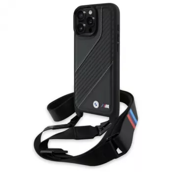 BMW M Edition Carbon Stripe & Strap Hard Case per Apple iPhone 16 Pro Max 6,9