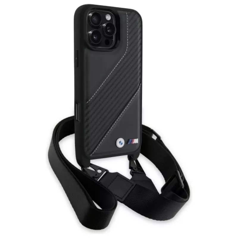 BMW M Edition Carbon Stripe & Strap Hard Case per Apple iPhone 16 Pro Max 6,9
