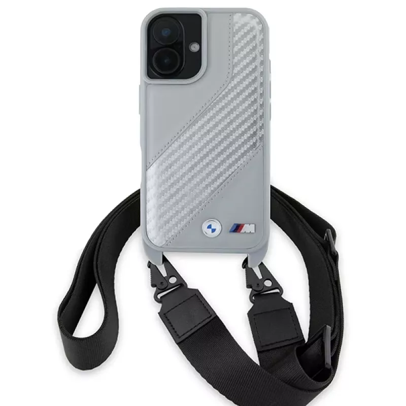 BMW BMHCP16S23PSCCG iPhone 16 6,1 inch grigio custodia rigida M Edition Carbon Stripe & Strap