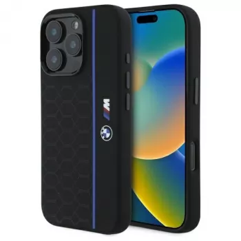 BMW BMHMP16X23SHEB Hardcase silicone Hexagon Blue Line MagSafe per iPhone 16 Pro Max 6.9 nero