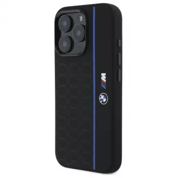BMW BMHMP16X23SHEB Hardcase silicone Hexagon Blue Line MagSafe per iPhone 16 Pro Max 6.9 nero