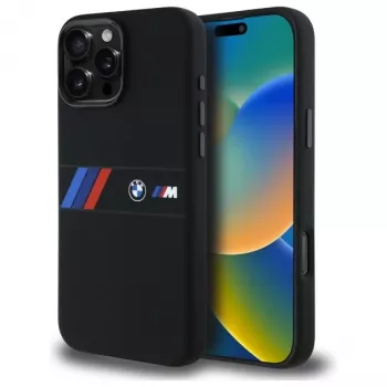 BMW M Collection custodia rigida in silicone con striscia centrale MagSafe per Apple iPhone 16 Pro Max 6,9
