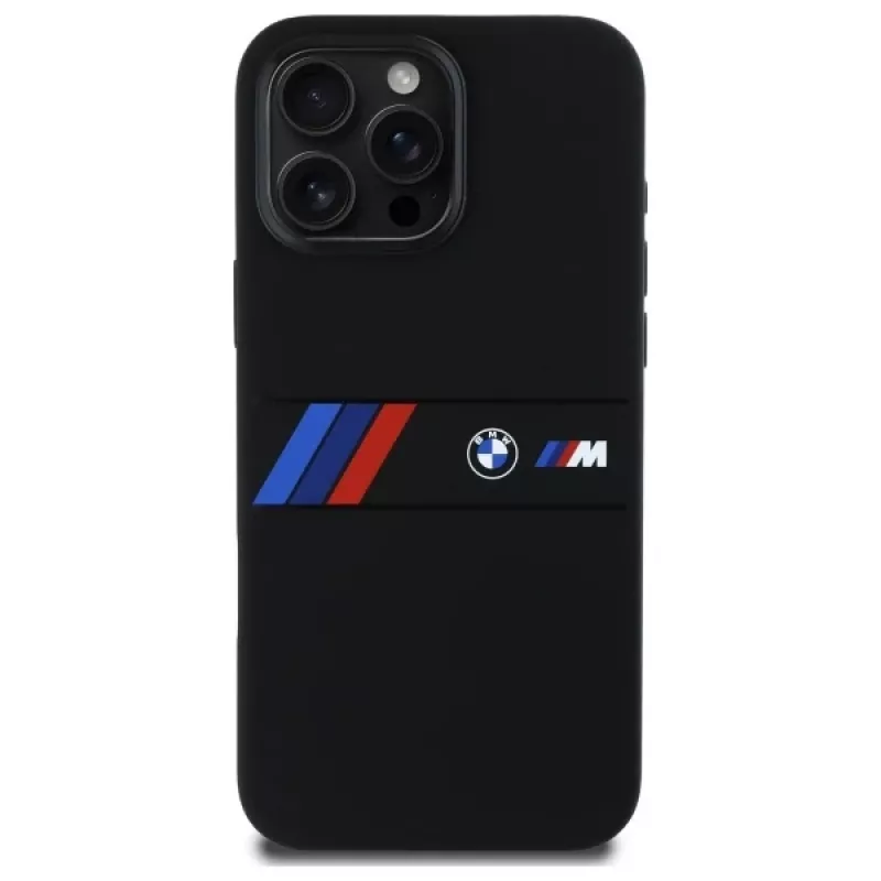 BMW M Collection custodia rigida in silicone con striscia centrale MagSafe per Apple iPhone 16 Pro Max 6,9
