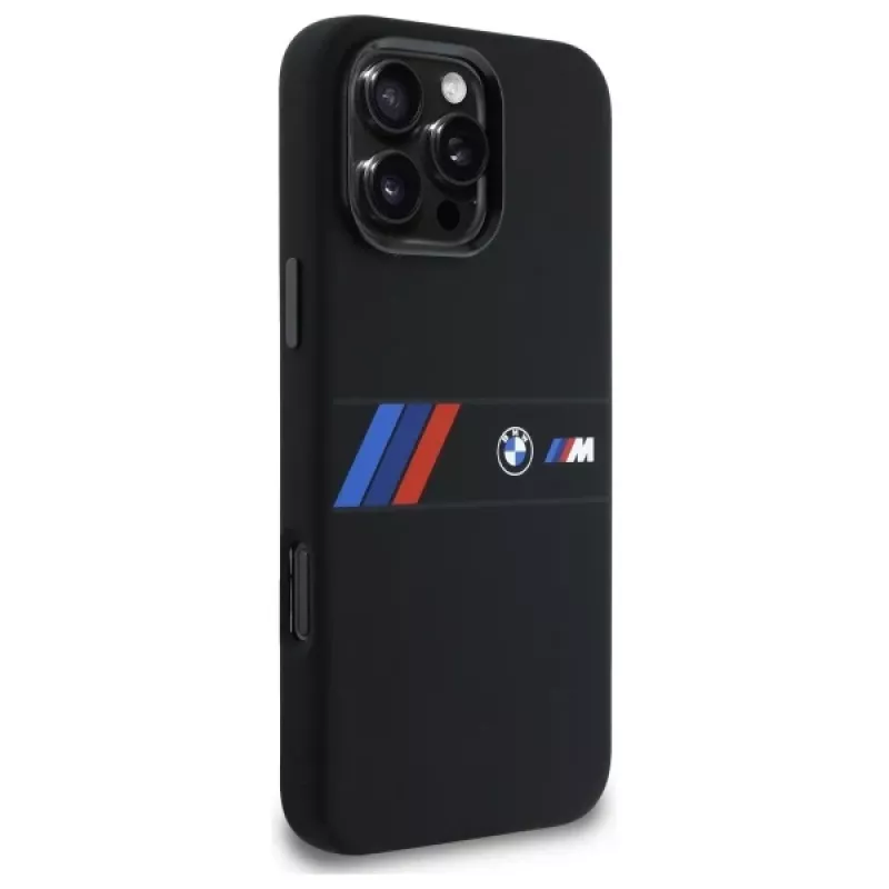 BMW M Collection custodia rigida in silicone con striscia centrale MagSafe per Apple iPhone 16 Pro Max 6,9