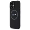 BMW M Collection custodia posteriore in silicone per Apple iPhone 16 6,1 inch nero con MagSafe e anello stampato