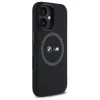 BMW M Collection custodia posteriore in silicone per Apple iPhone 16 6,1 inch nero con MagSafe e anello stampato