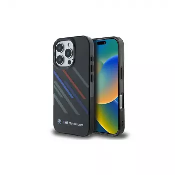 BMW Motorsport IML Random Stripes custodia rigida per Apple iPhone 16 Pro 6,3