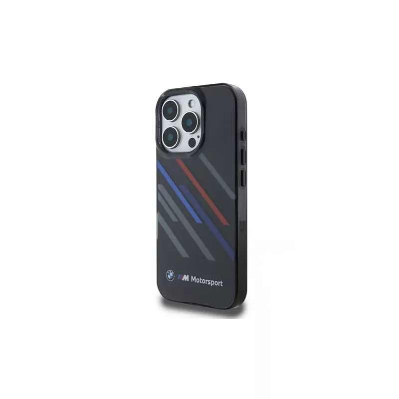 BMW BMHCP16X23HTRAK iPhone 16 Pro Max 6.9 nero custodia rigida Motorsport IML Random Stripes
