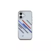 BMW custodia rigida per iPhone 16 Plus 6,7 inch grigio Motorsport IML Random Stripes