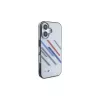 BMW custodia rigida per iPhone 16 Plus 6,7 inch grigio Motorsport IML Random Stripes