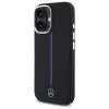 Mercedes-Benz MEHMP16S23SUMBK iPhone 16 6,1 inch custodia rigida in silicone nera con striscia blu MagSafe