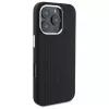 MERCEDES-BENZ iPhone 16 Pro 6.3 nero custodia rigida in silicone con strisce tonali verticali MagSafe
