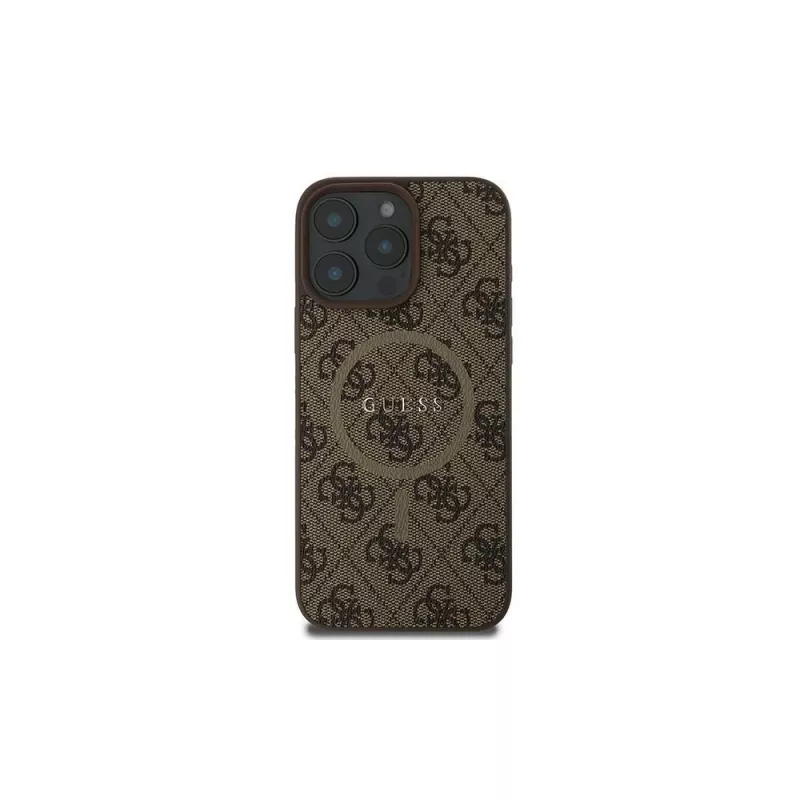 Guess 4G Ring Classic Logo custodia MagSafe per iPhone 16 Pro (marrone)