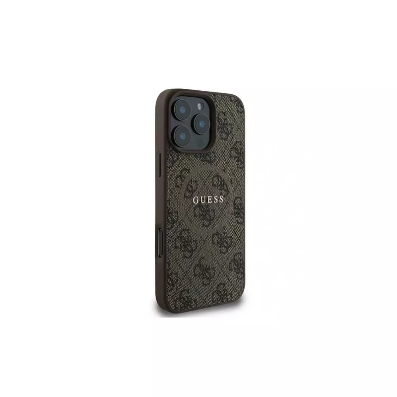 Guess 4G Ring Classic Logo custodia MagSafe per iPhone 16 Pro (marrone)