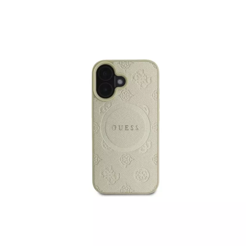 Guess Saffiano Peony Classic Logo custodia MagSafe per iPhone 16 (oro)