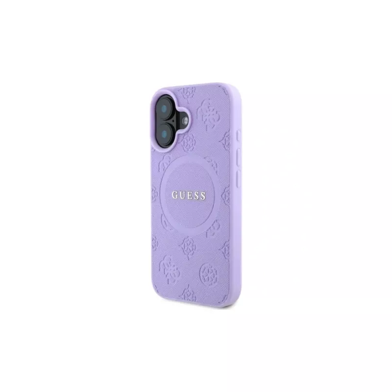 Guess GUHMP16MPSAPSMEU iPhone 16 Plus 6,7 inch viola custodia rigida Saffiano Peony Classic Logo MagSafe