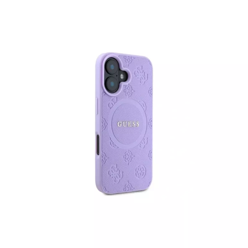 Guess GUHMP16MPSAPSMEU iPhone 16 Plus 6,7 inch viola custodia rigida Saffiano Peony Classic Logo MagSafe
