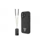 Guess GUHCP16SP4TDSCPK iPhone 16 custodia rigida pelle logo metallo strass Crossbody nero