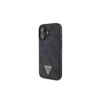 Guess GUHCP16SP4TDSCPK iPhone 16 custodia rigida pelle logo metallo strass Crossbody nero