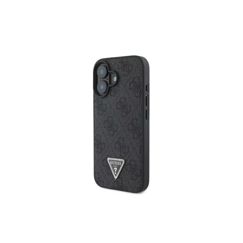 Guess GUHCP16SP4TDSCPK iPhone 16 custodia rigida pelle logo metallo strass Crossbody nero