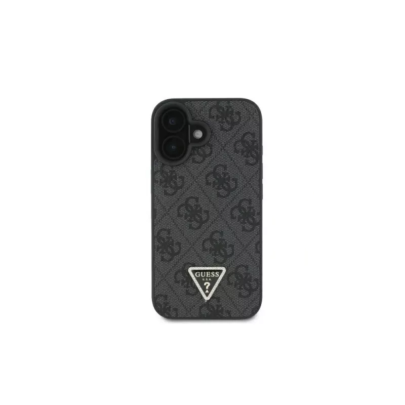 Guess GUHCP16SP4TDSCPK iPhone 16 custodia rigida pelle logo metallo strass Crossbody nero