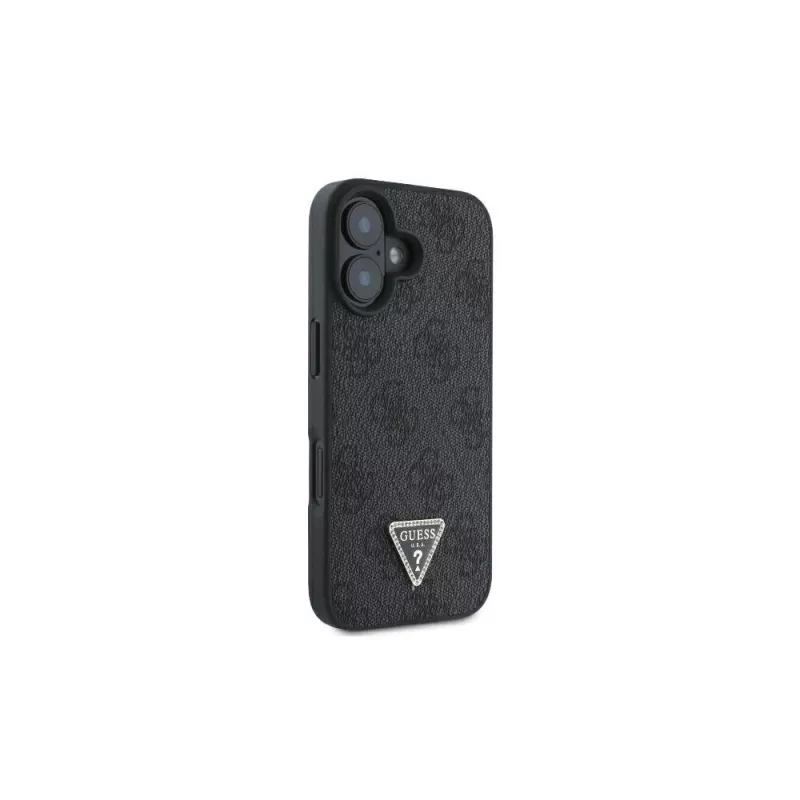 Guess GUHCP16SP4TDSCPK iPhone 16 custodia rigida pelle logo metallo strass Crossbody nero