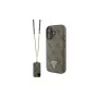 Guess GUHCP16SP4TDSCPW iPhone 16 6.1 custodia rigida pelle logo metallo strass Crossbody marrone