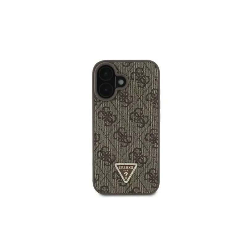Guess GUHCP16SP4TDSCPW iPhone 16 6.1 custodia rigida pelle logo metallo strass Crossbody marrone