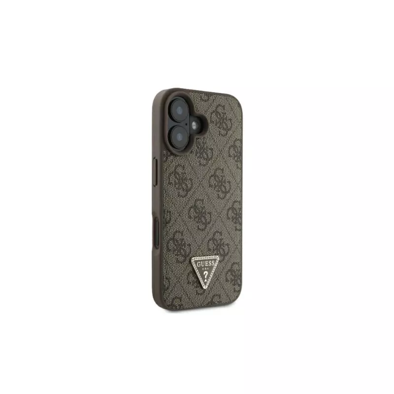 Guess GUHCP16SP4TDSCPW iPhone 16 6.1 custodia rigida pelle logo metallo strass Crossbody marrone