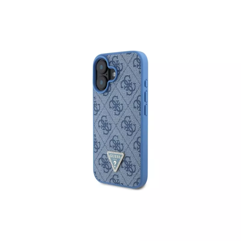 Guess GUHCP16SP4TDSCPB iPhone 16 6.1 blu custodia rigida pelle logo metallo strass Crossbody