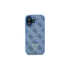 Guess GUHCP16SP4TDSCPB iPhone 16 6.1 blu custodia rigida pelle logo metallo strass Crossbody