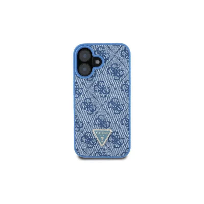 Guess GUHCP16SP4TDSCPB iPhone 16 6.1 blu custodia rigida pelle logo metallo strass Crossbody