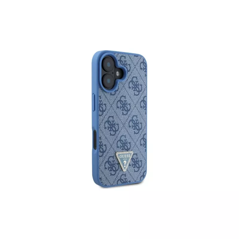 Guess GUHCP16SP4TDSCPB iPhone 16 6.1 blu custodia rigida pelle logo metallo strass Crossbody