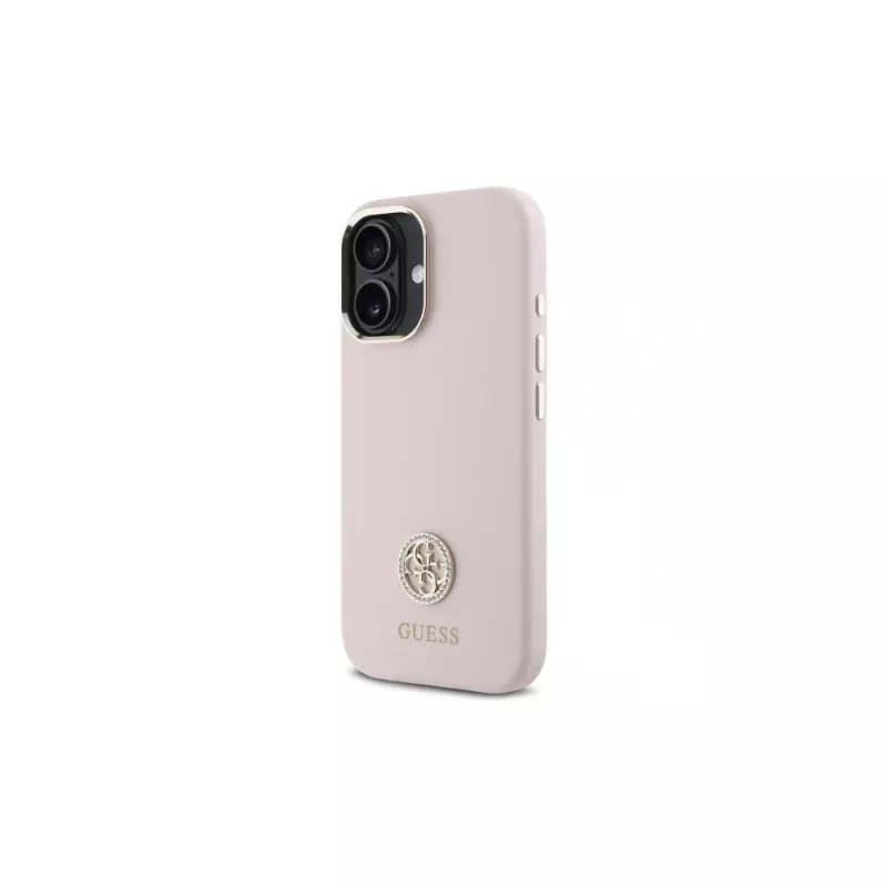 Guess GUHCP16SM4DGPP custodia rigida silicone logo strass 4G per Apple iPhone 16 6,1