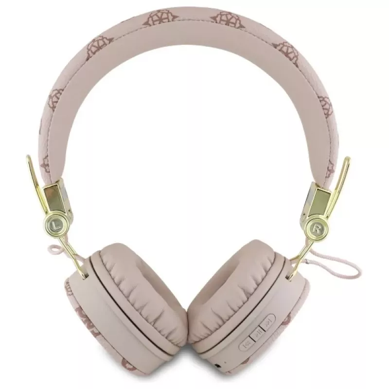 Guess Peony Script Round Shape cuffie over-ear wireless con ENC, marrone