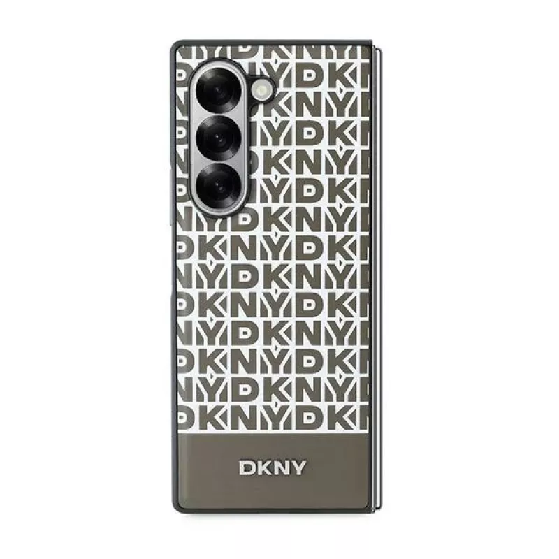 DKNY DKHMZFD6PSOSPW Samsung Galaxy Z Fold6 Back Cover marrone motivo ripetuto striscia inferiore