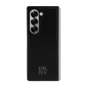 DKNY DKHMZFD6PSMCSLK Z Fold6 F956 Cover posteriore in pelle nera MagSafe Plain Leather Metal Stack Logo
