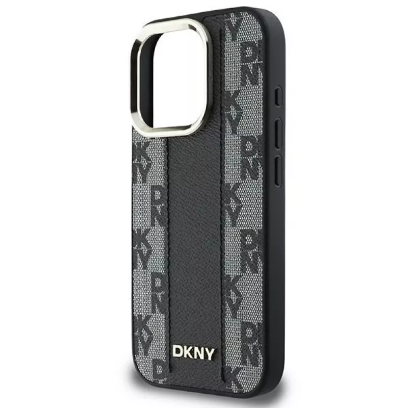 DKNY DKHMP16XPCPVSLK Custodia rigida motivo a scacchi MagSafe per iPhone 16 Pro Max 6.9 nero