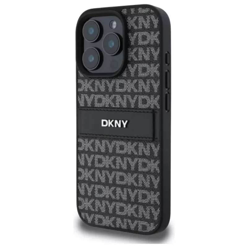 DKNY DKHCP16LPRTHSLK Custodia rigida per Apple iPhone 16 Pro 6,3 pollici nero motivo texture striscia tonale