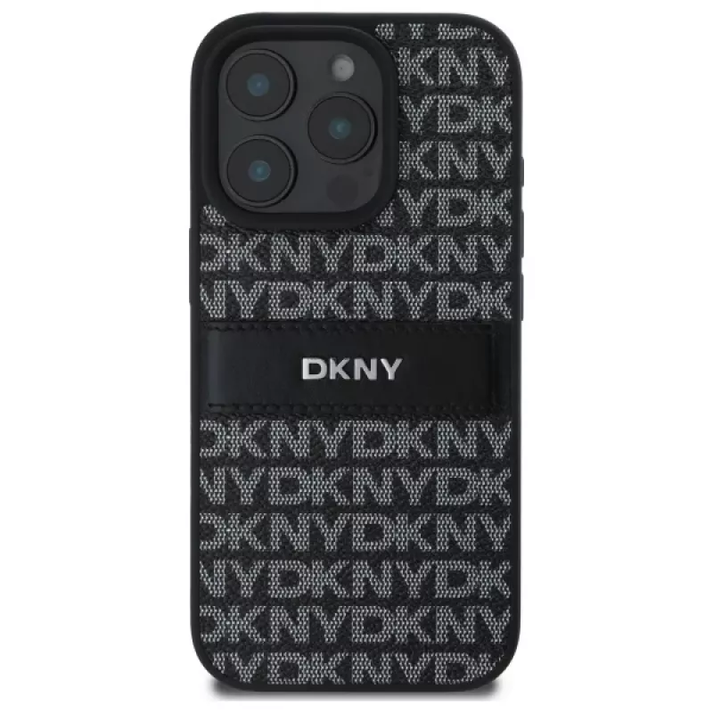 DKNY DKHCP16LPRTHSLK Custodia rigida per Apple iPhone 16 Pro 6,3 pollici nero motivo texture striscia tonale
