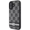 DKNY DKHCP16SPCPTSSK Custodia rigida per Apple iPhone 16 6,1 pollici motivo a scacchi e strisce stampate nero