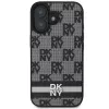 DKNY DKHCP16SPCPTSSK Custodia rigida per Apple iPhone 16 6,1 pollici motivo a scacchi e strisce stampate nero