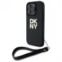 DKNY DKHCP16LPBSWSK iPhone 16 Pro 6,3 pollici custodia rigida nera con cinturino da polso e Stock Logo