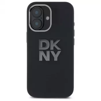 DKNY DKHCP16SSMCBSK Custodia rigida iPhone 16 6.1 Liquid Silicone Metal Logo nero