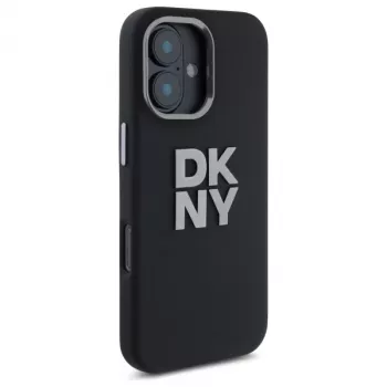 DKNY DKHCP16SSMCBSK Custodia rigida iPhone 16 6.1 Liquid Silicone Metal Logo nero