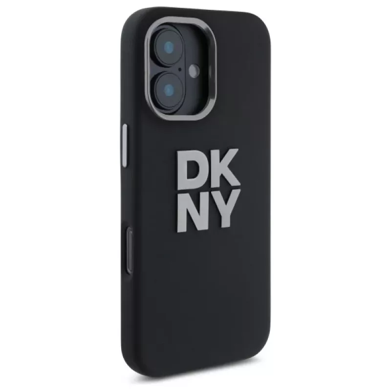 DKNY DKHCP16SSMCBSK Custodia rigida iPhone 16 6.1 Liquid Silicone Metal Logo nero
