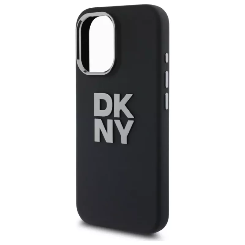 DKNY DKHCP16SSMCBSK Custodia rigida iPhone 16 6.1 Liquid Silicone Metal Logo nero