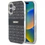 DKNY DKHMP16SHRHSEK Custodia rigida per Apple iPhone 16 6,1 pollici - nero con motivo texture ripetuto e strisce