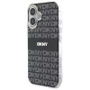 DKNY DKHMP16SHRHSEK Custodia rigida per Apple iPhone 16 6,1 pollici - nero con motivo texture ripetuto e strisce